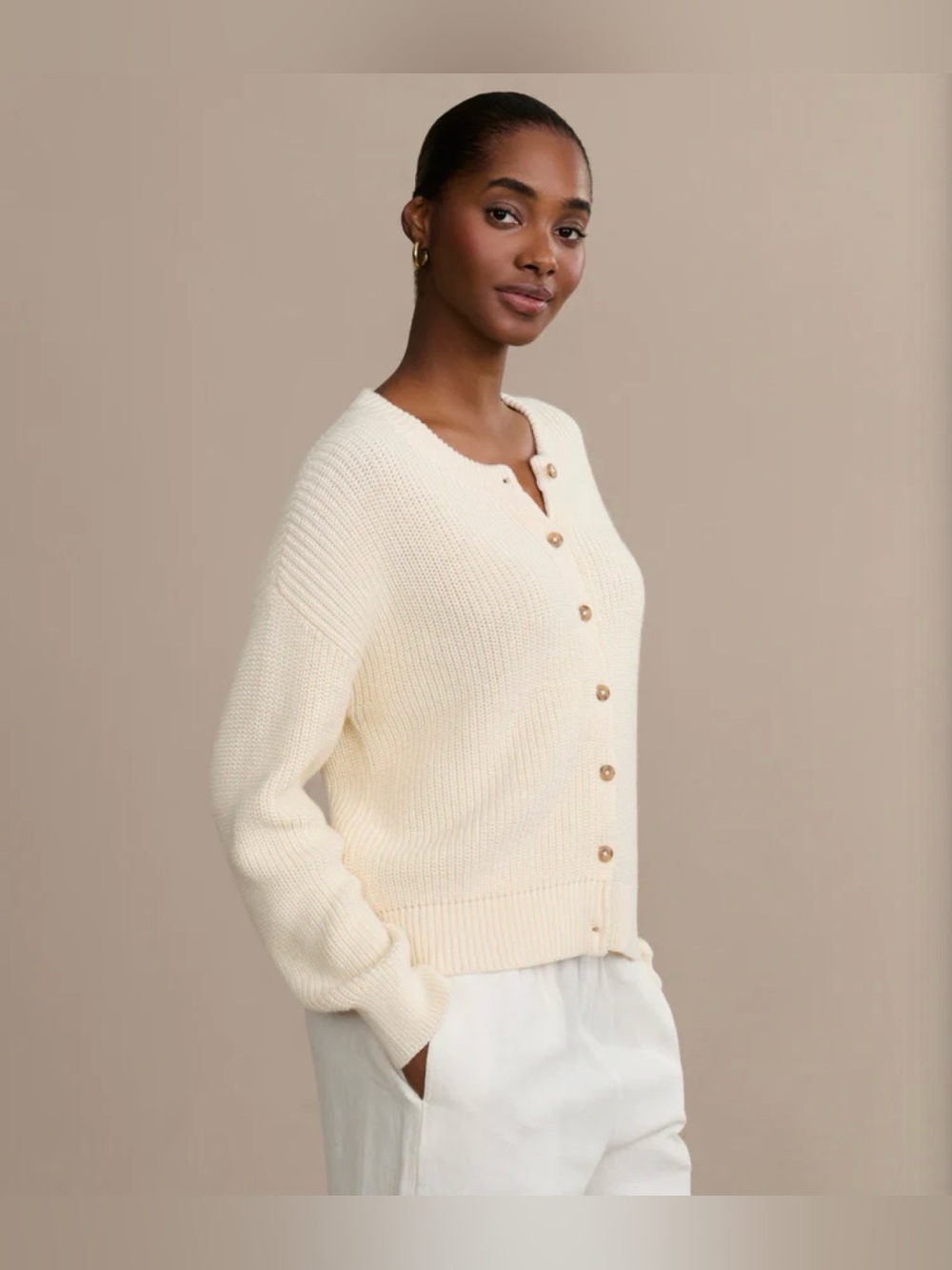 Jenni Kayne, Cotton Hayes Crewneck Cardigan, Ivory, Size XS, NWT - Picture 4 of 8
